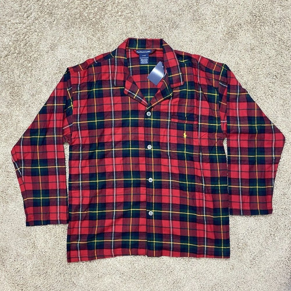Polo Ralph Lauren Plaid Long Sleeve Flannel Button Pajama Top Men’s Size XL